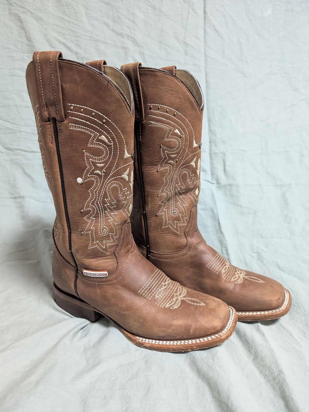 Kids Brown Embroidered Western Pull-On Boots